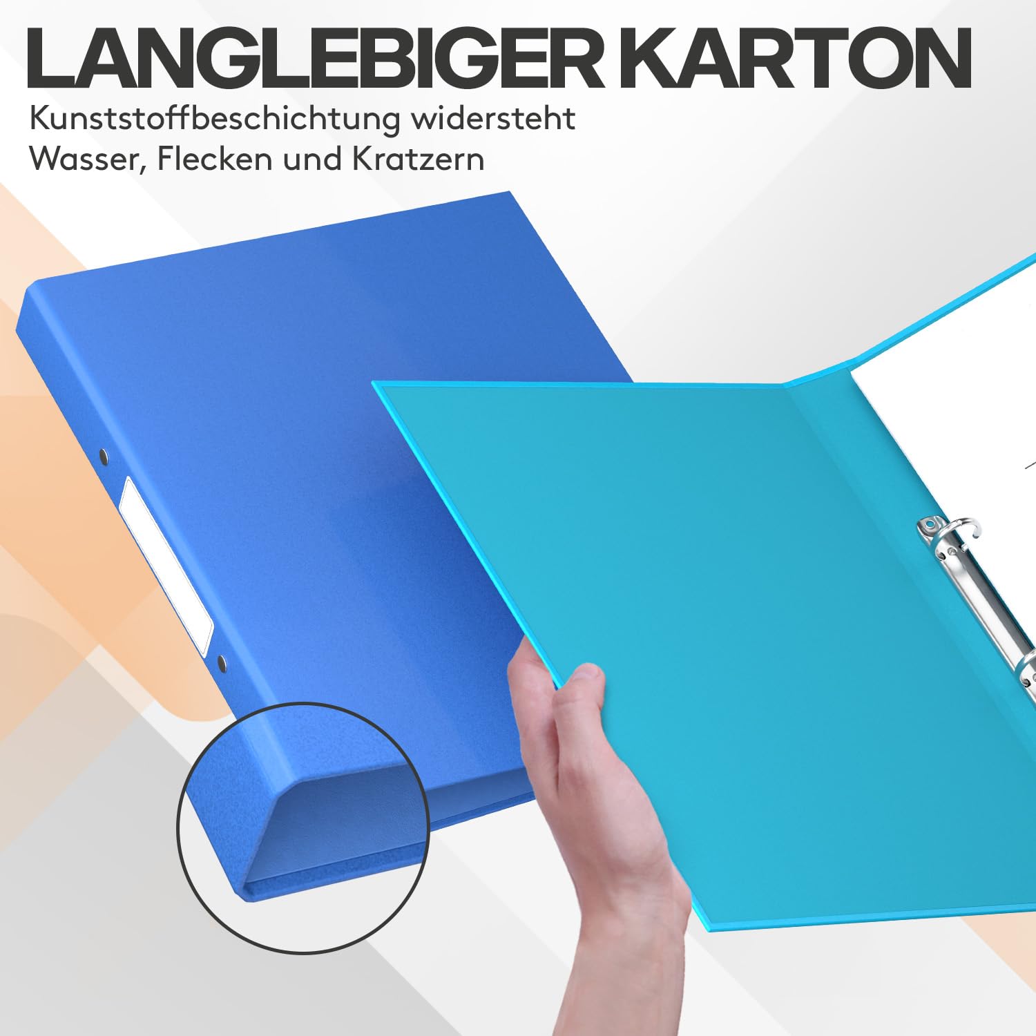 ACROPAQ – 10 x Ringordner A4 schmal, Ordner A4 in 10 bunten Farben mit 2 Ringen – inkl. Rückenetiketten – Ordner schmal für bis zu 200 Blätter – Rückenbreite 4 cm – Büro, Schule, Uni – Bunt