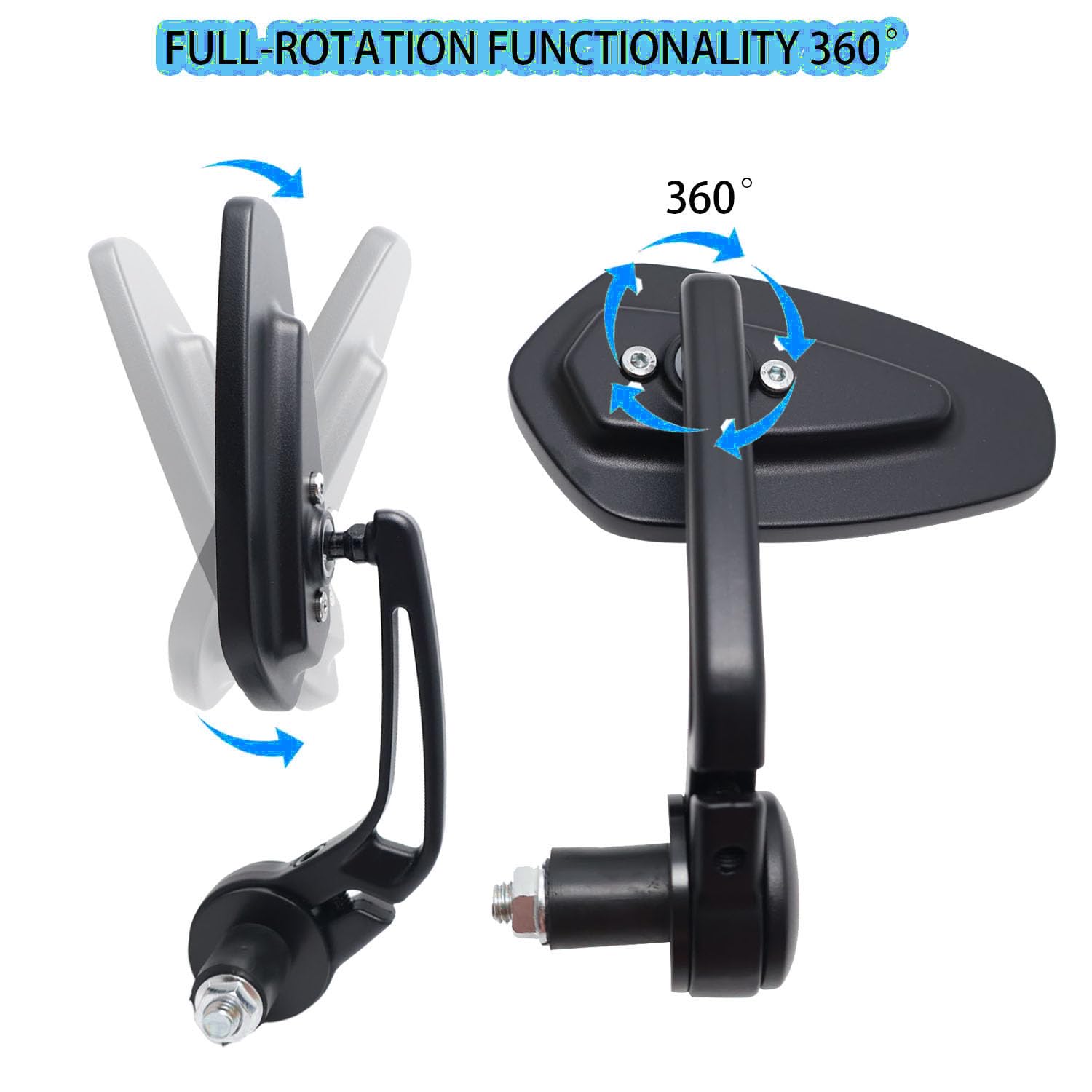 Specchietti Retrovisori per Manubrio Moto Universali 7/8" 22mm, Specchietti Laterali per Moped, Street Bike, Cruiser, Scooter, Bobber, Cafe Racer, Roller, Quad, ATV