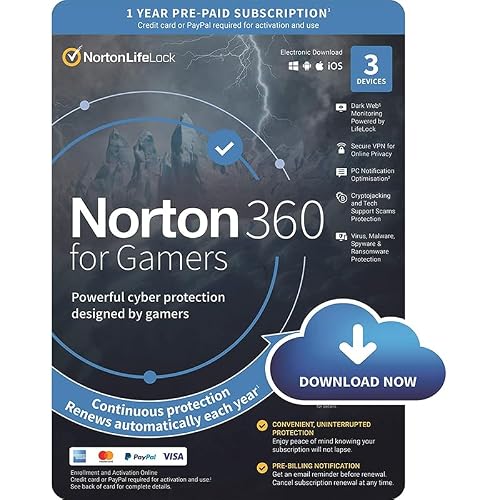 نورتون لايف لوك 360 للاعبين 50 جيجابايت | مستخدم واحد | 3 اجهزة | سنة واحدة [رمز رقمي]