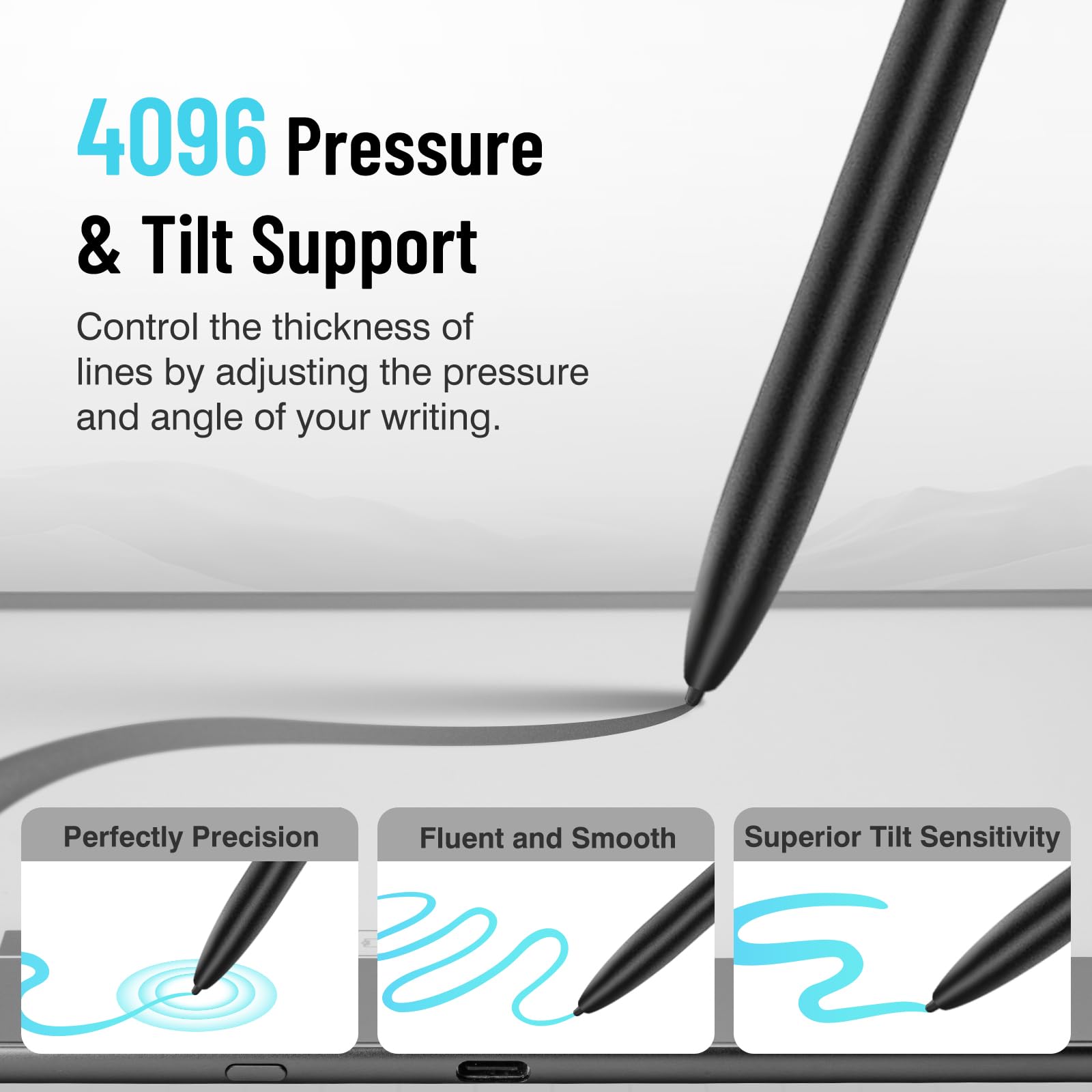 EMR - Lápiz capacitivo para Kindle Scribe Pen con borrador, repuesto para notable 2 bolígrafos con borrador, bolígrafo EMR para Kindle Scribe Stylus, sensibilidad a la presión 4096, rechazo de palma