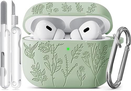 Miniatura 21 de Funda para Airpods Pro 3, Fundas con Grabado de Flores para Apple AirPods Pro de 3ª Generación 2025, Funda de Silicona Suave para Hombres y Mujeres