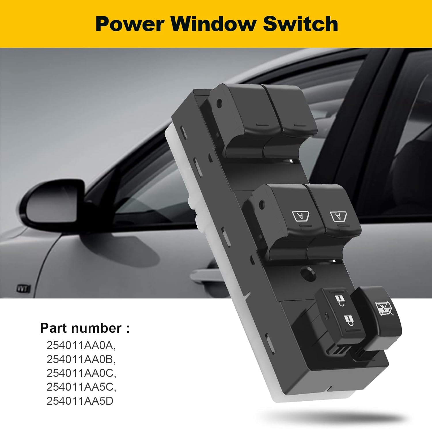 Power Window Switch Driver Side Power Window Master Control Switch Fits for Nissan 2008-2014 Murano 254011AA0A 254011AA0B