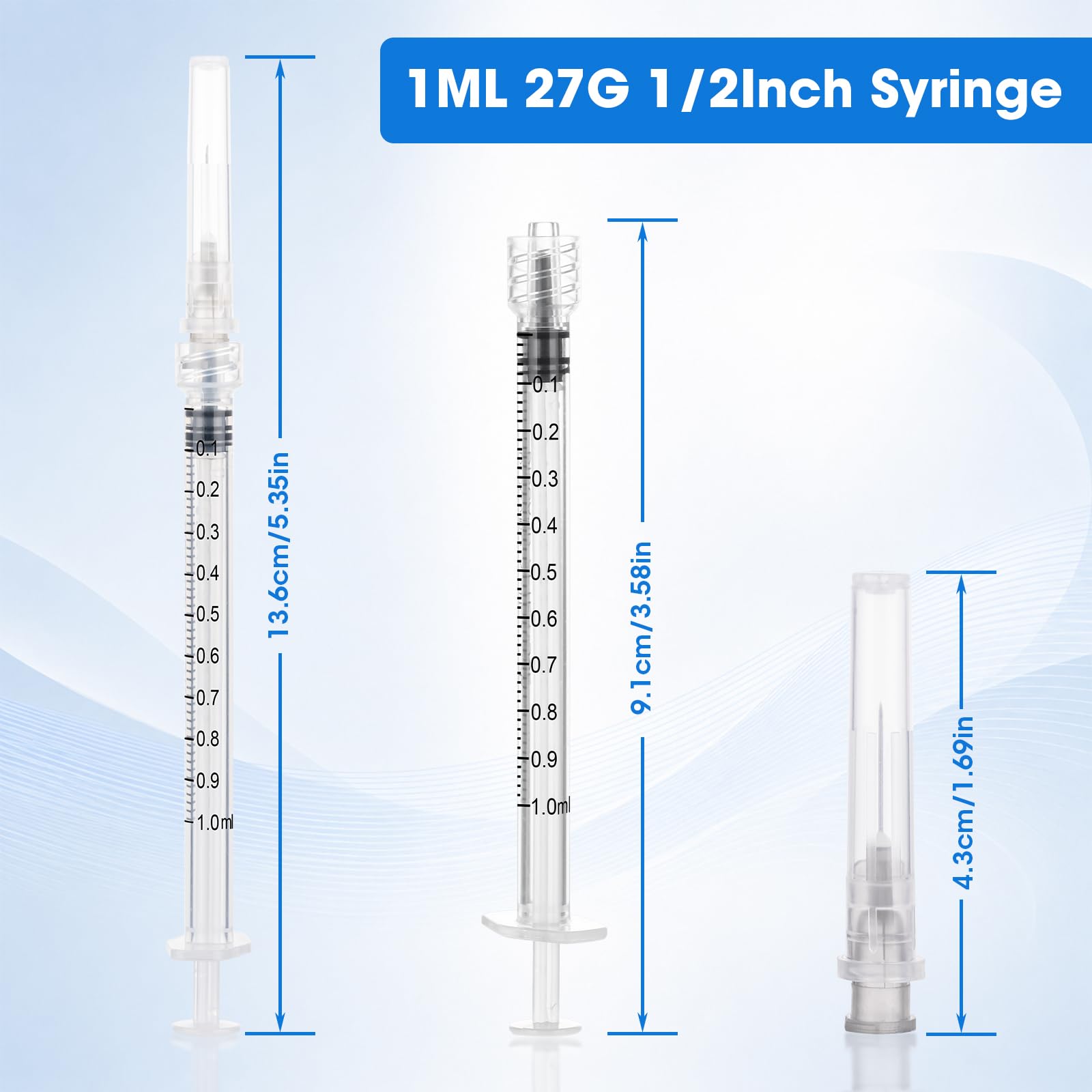1ml Syringes with 27G 1/2 Inch(13mm), 1cc Luer Lock Syringes, 20 Pack — Amazon image 6