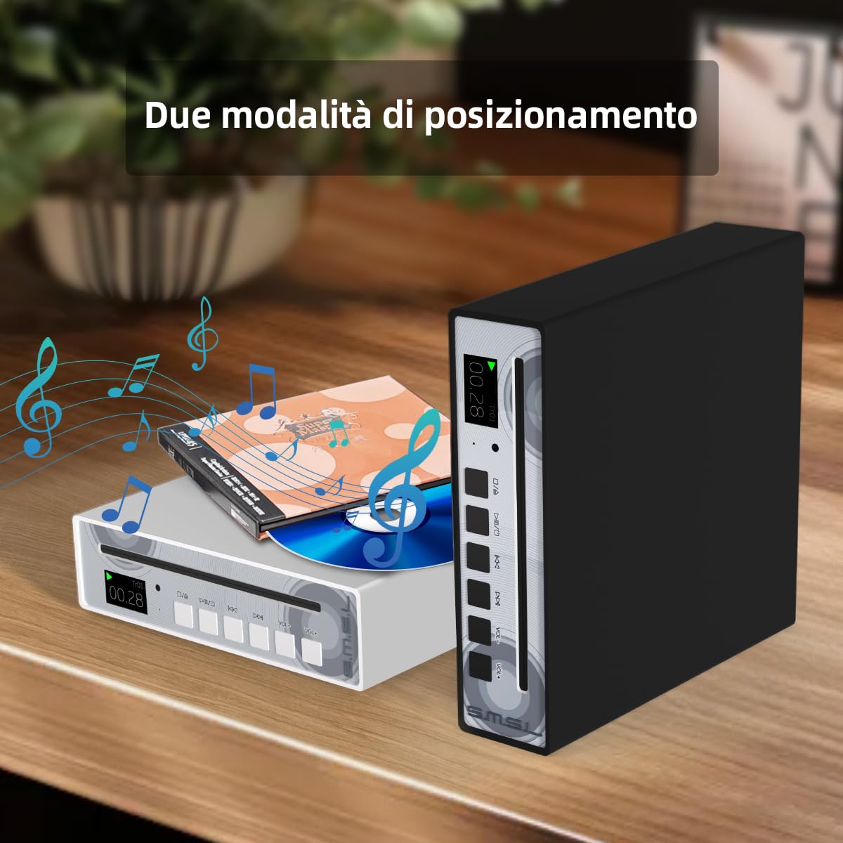SMSL PL100 Lettore CD per casa, Chip CS43131, Supporto C D-R/C D-RW/MP3, Uscite RCA/3.5mm Cuffie Jack/Ottico/Coassiali Digitali (Nero)