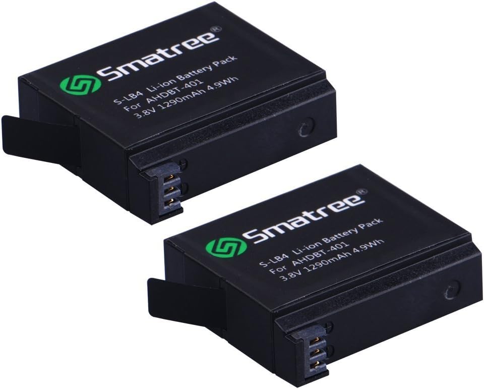 Top Brands Smatree 1290mAh Replacement Battery Compatible for GoPro Hero4 (Pack of 2) Bundle with 3-Channel Charger and USB Cord