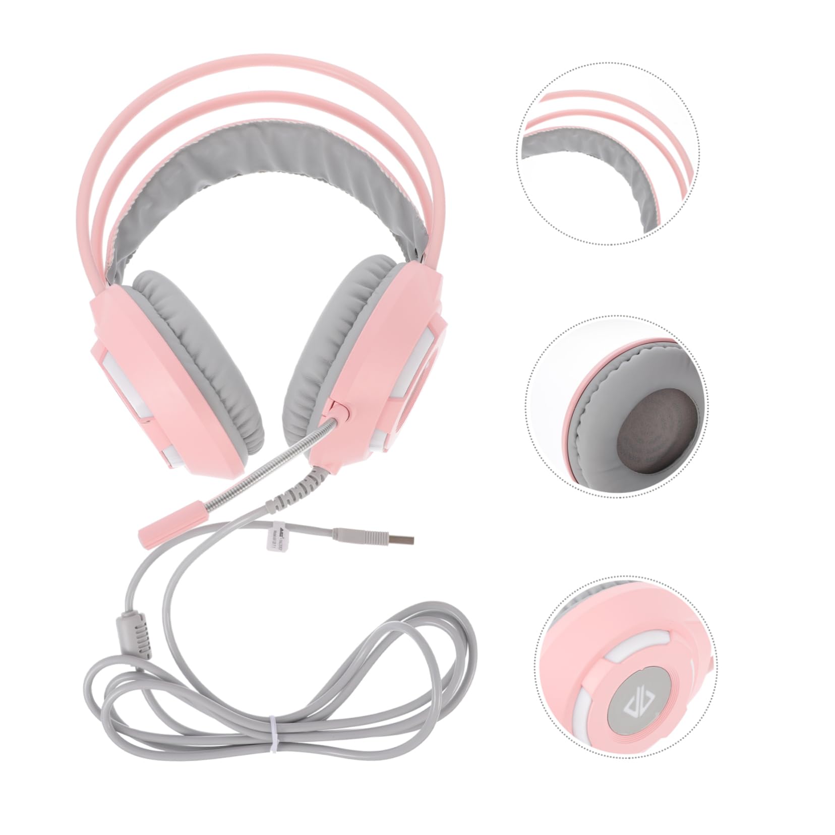 Hemobllo Casque de Jeu pour Ordinateur 3, 5mm Microphone Rose