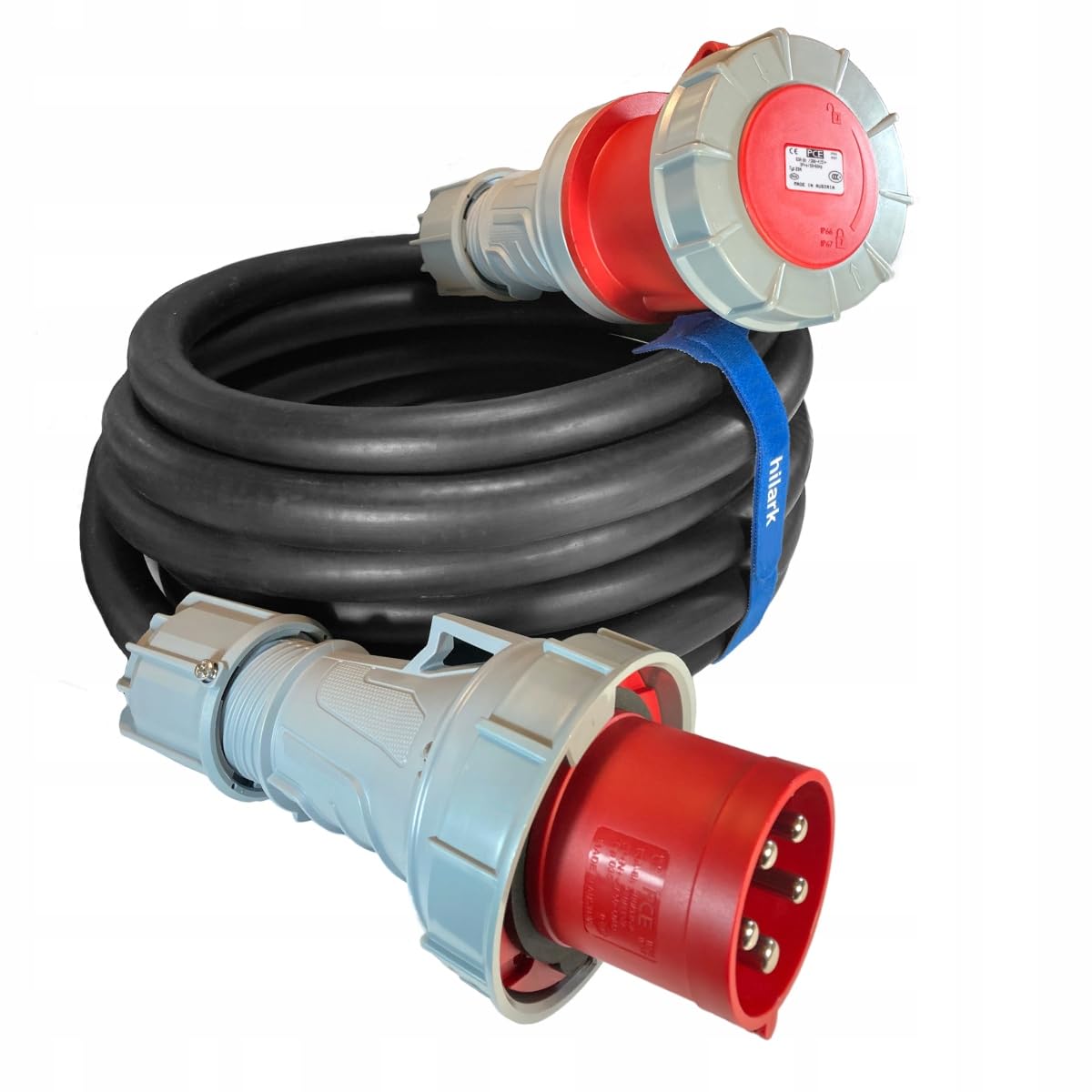 Hilark Cable Tech Przejściówka siłowa 63A, adapter siłowy 5P na 63A 4P IP 67 5M