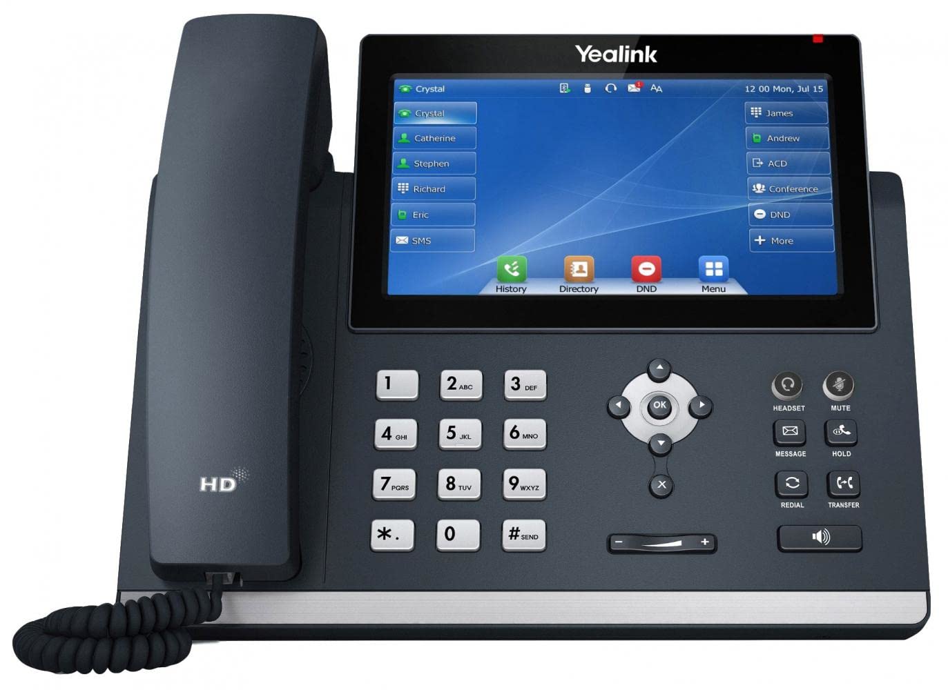 YEALINK T48U 16 Line IP phone, 7' 800x480 pixel colour touch screen, Optima HD voice, Dual Gigabit Ports, 1 USB port for BT40/WF40/Recording, T48S-image-14