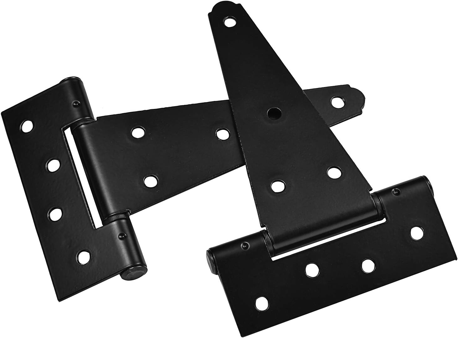 6 Inch T-Strap Shed Door Hinges Heavy Duty,Black Tee Hinge for Wooden Fences,Yard Door,Barn Door Gates, Wrought Hardware Rustproof,2Pack/Set