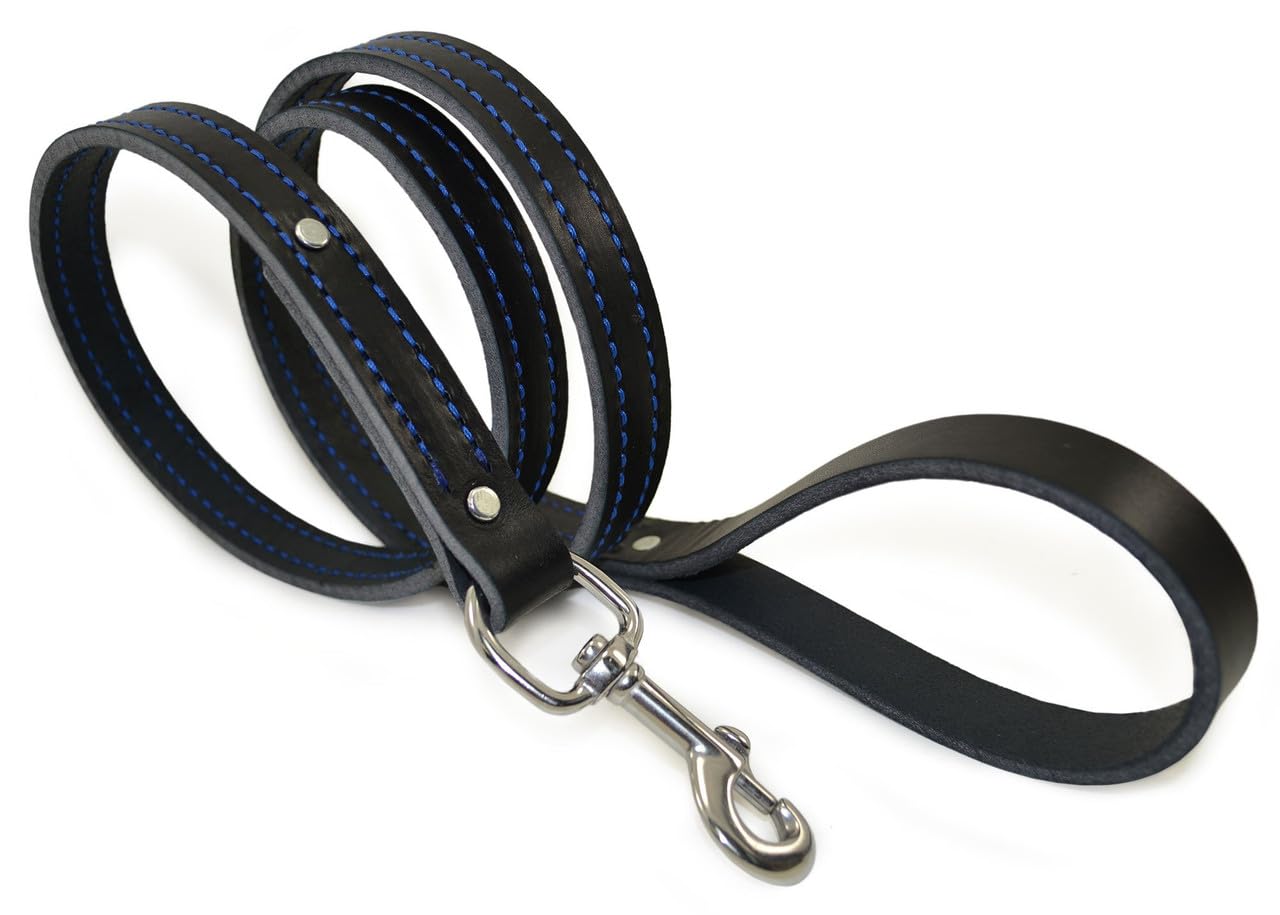 Ray Allen Blue Line 5-Foot Leather Lead, Black