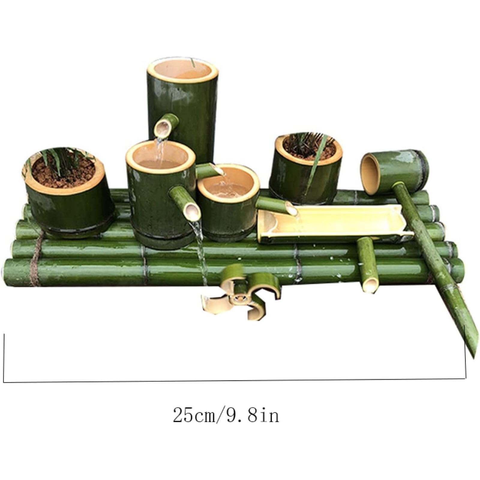 Kit Pompa Solare per Fontana, Fontana in bambù, Fontana in bambù per Giardino Zen, Fontana per Esterni e Interni in Stile Feng Shui, per Patio, Cortile e laghetto.