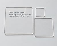 Vista 2 de 25 piezas de material cuadrado acrílico transparente en blanco, hoja cuadrada cortada con láser de plexiglás con esquinas redondas, accesorio
