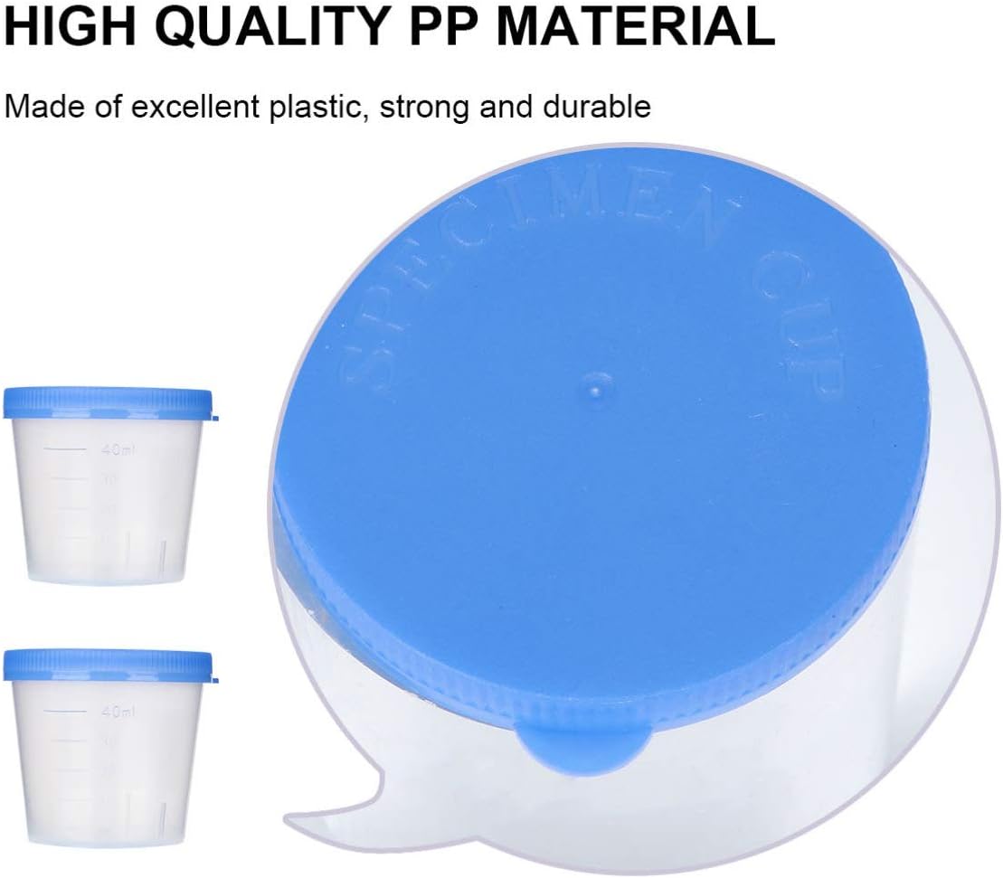 ARTIBETTER Cups 1.85Oz Plastic Sampling Cups with Leakproof Lids for Medical Testing Accessories 50 Pack