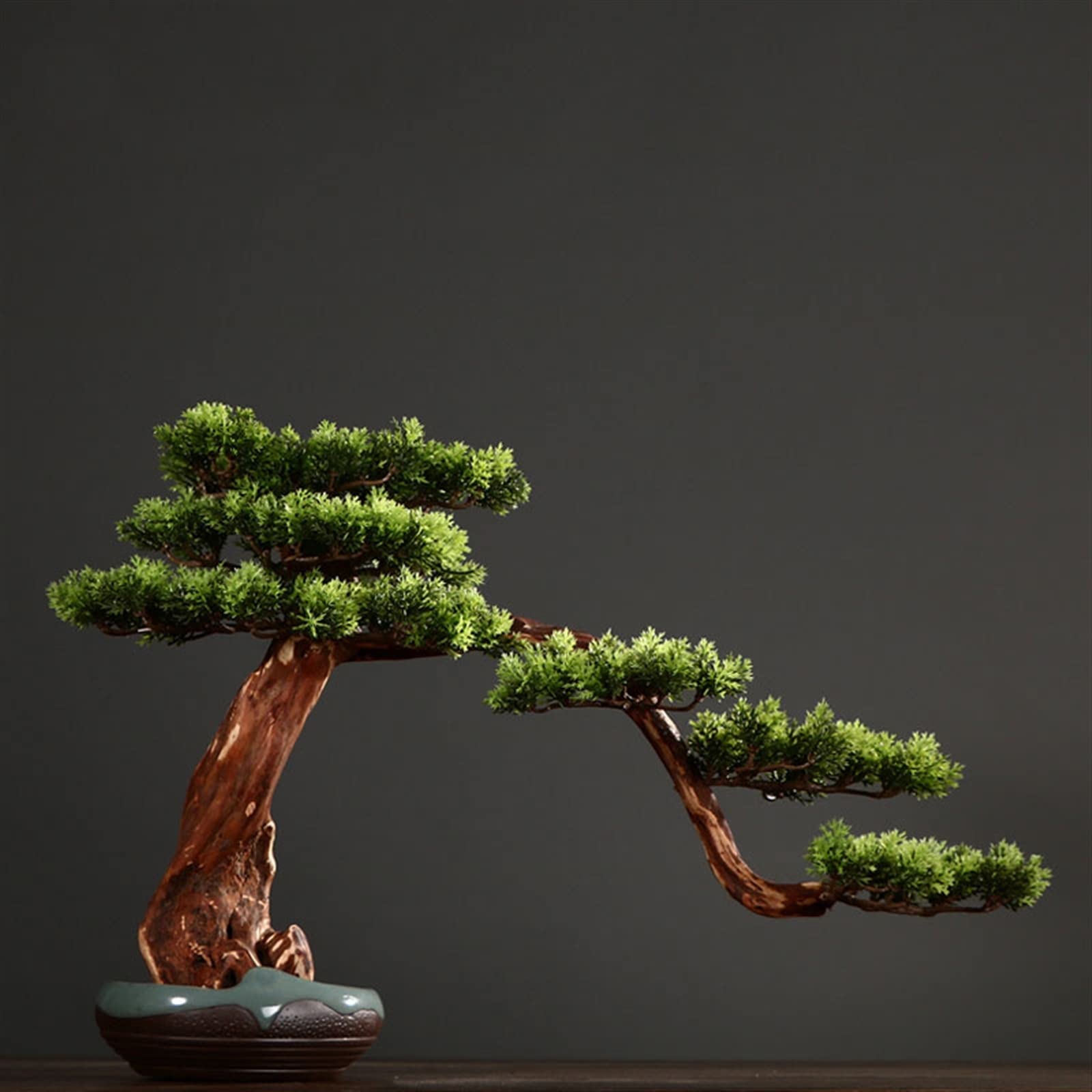 Symulowane rośliny doniczkowe Kreatywne ozdoby rzemieślnicze w stylu chińskim, sztuczna sosna fałszywa dekoracja domu Bonsai, ceramiczna doniczka do wnętrz sztuczna doniczkowa Dekoracje wnętrz