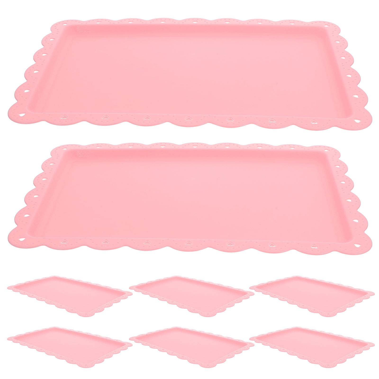 jojofuny Plateau de Service Rectangulaire Rose en Pp, Lot de 8 Pièces