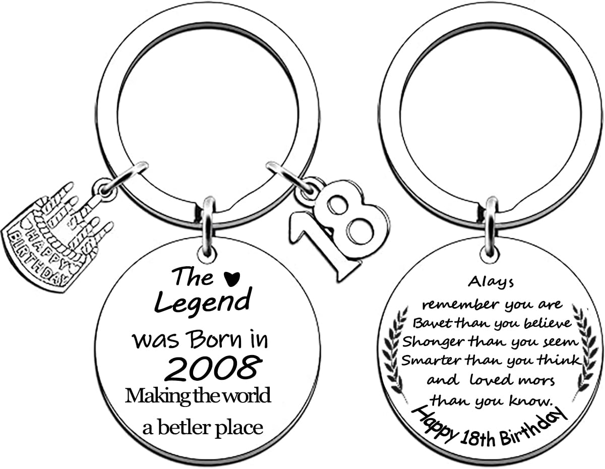 Posoto Unisex Kids Silver 1Pcs 18Th Birthday Gifts For Boys Girls Born In 2007 Gifts Funny Inspirational 18Th Keyring Keepsake
