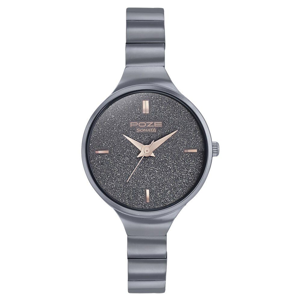 Sonata Poze Quartz Analog Grey Dial Metal Strap Watch for Women-SP80006QM01 (B0CT5J6NGX) Amazon Price History, Amazon Price Tracker