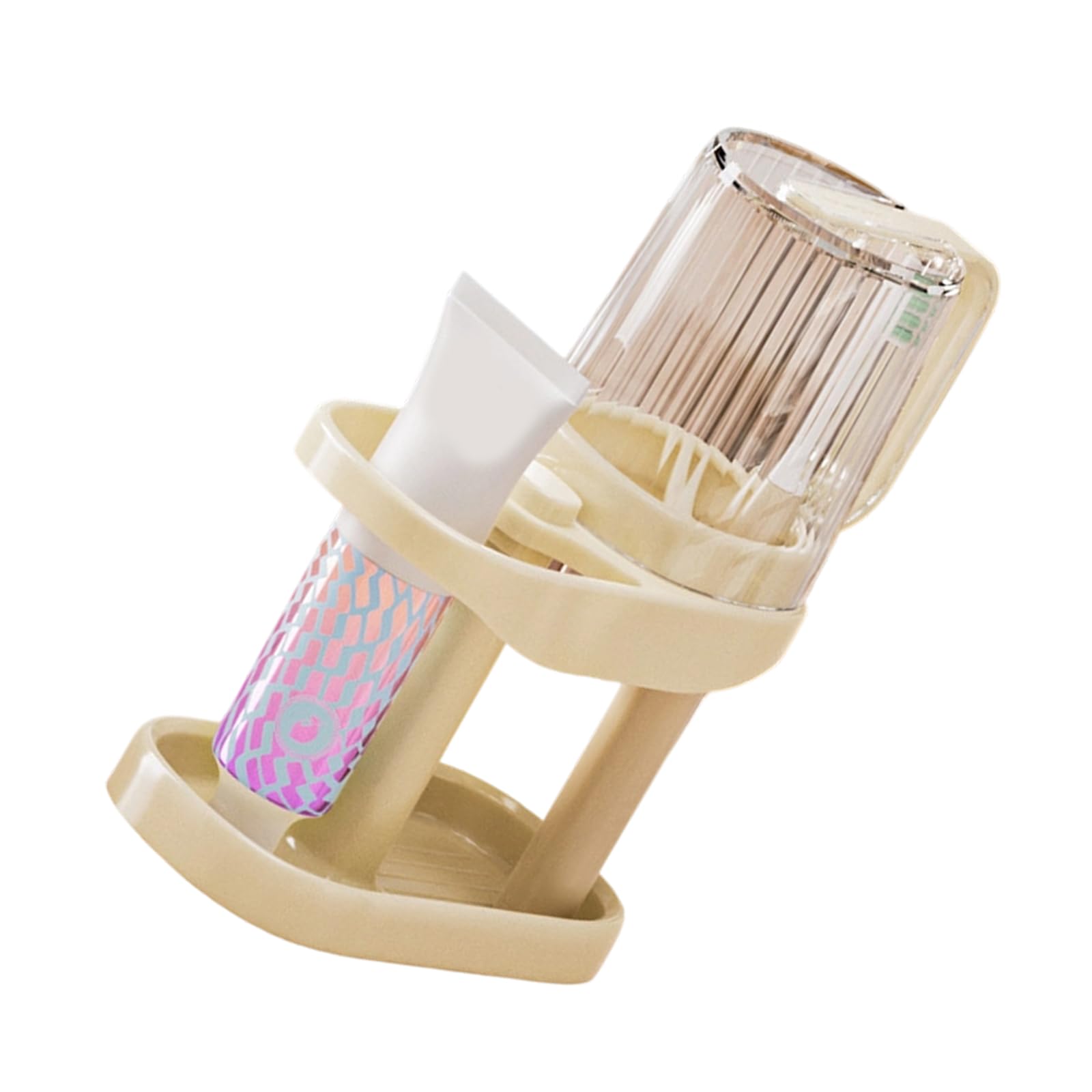 Nucelit Bathroom Counter Storage Rack Featuring Toothbrush Holders and Removable Cup for Space Optimization Toothbrush Storage