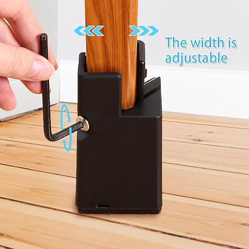 Miniatura 5 de Mtbkeltics Paquete de 4 elevadores de muebles con abrazadera de tornillo, elevadores de silla de 2 pulgadas, elevadores de cama resistentes para