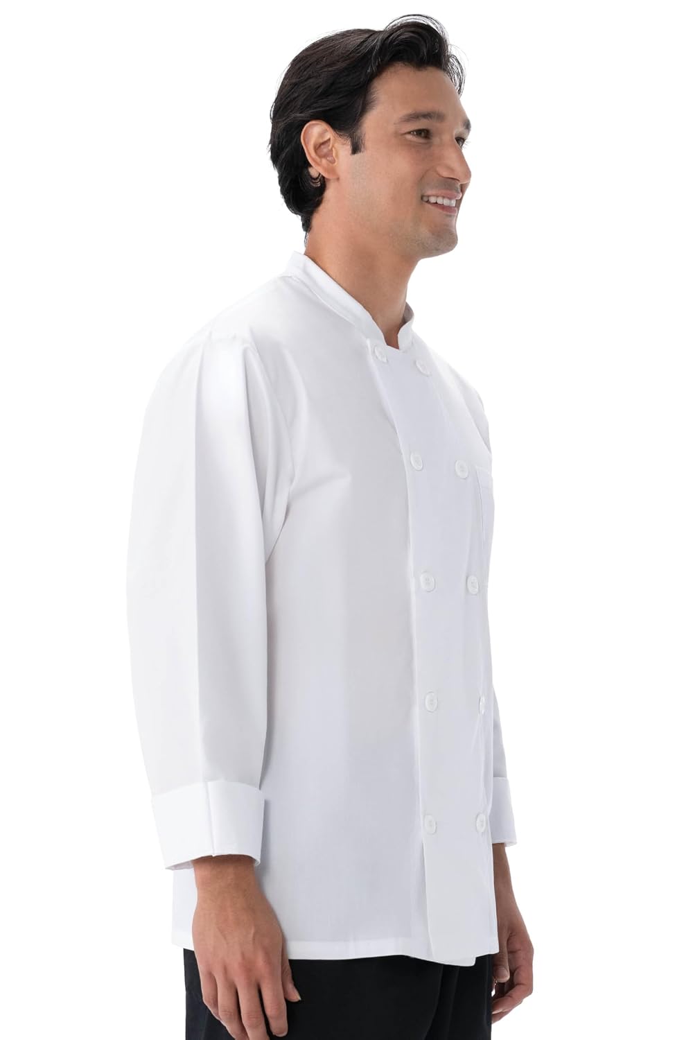 Chefwear Unisex White Chef Coat – Professional Long Sleeve Chef Jacket for Men & Women, Lightweight & Durable Chef Uniform with Button Closure & Thermometer Pocket, Small