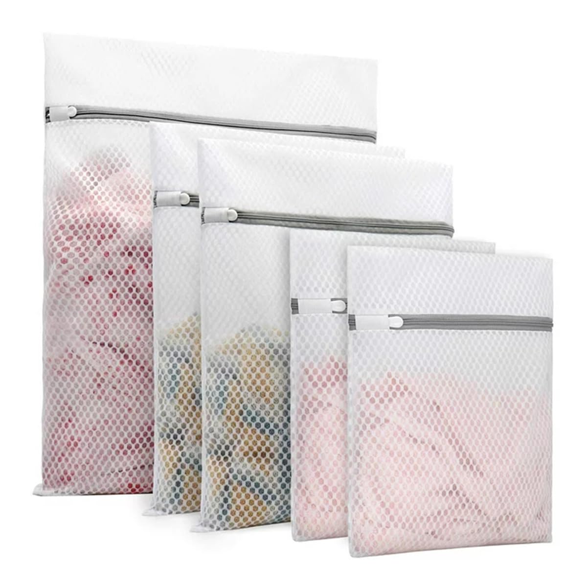 5Pcs Mesh Laundry Bags Lingerie Wash Bags with Heavy-Duty Zipper 3 Sizes Reusable Laundry Bag Portable Clothing Washing Bags for Underwear Blouse Pants Sweaters Bra and Baby Clothes