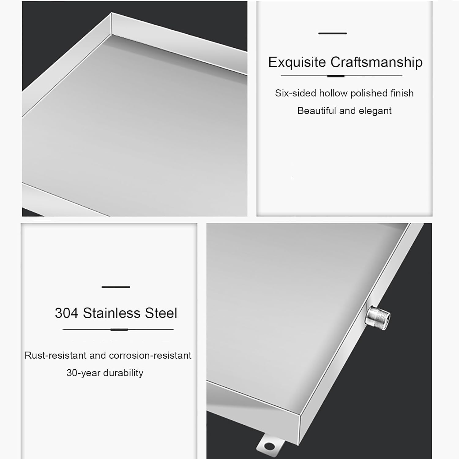 304ステンレス製エアコン用ドリップパン、排水穴付き洗濯機パン、洗濯機、乾燥機、食器洗い機、冷蔵庫用オイルパン(60*60cm/24