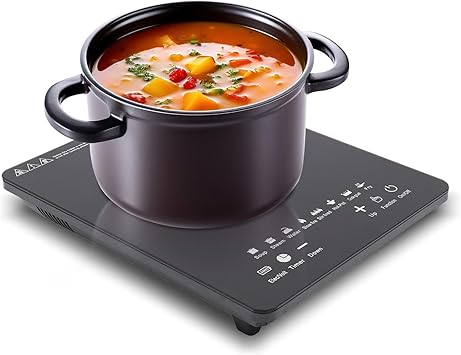 Portable Induction Cooktop 750W Single Burner Induction Cooktop Hot Plate Electric Burners for Cooking, 8 Power & Temperature Levels Setting Hot Plate Burner with Timer