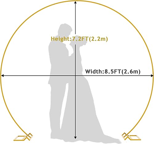 Miniatura 2 de Wokceer Arco de Boda de 8.5 Pies Redondo Soporte de Fondo Círculo de Metal Dorado Marco de Arco de Globos Soporte para Ceremonia de Boda Fiesta de