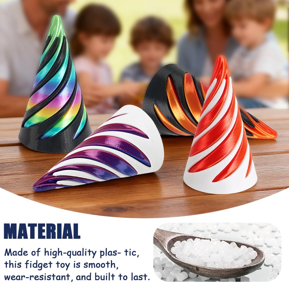 LEBKFT 4 Pcs 3D Printed Spiral Cone Fidget Toys - Image 4