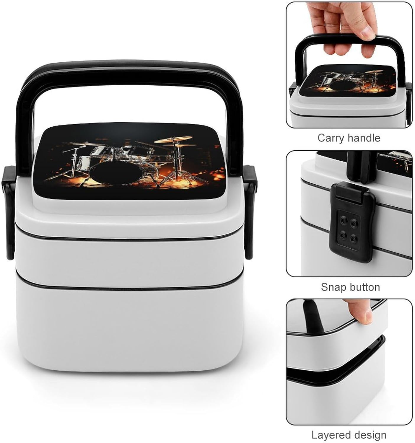 Adults Lunch Box Adult Bento Box Stackable Bento Box BPA-Free Drummer Lunch Box Food Container Ideal for Meal Prep, Work, And On The Go