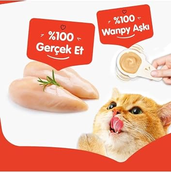 Wanpy Tavuklu Kaşıklı Kedi Ödül Kreması 10x16 G