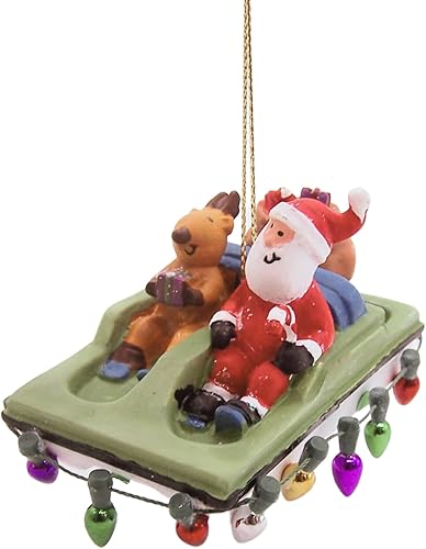 Miniatura 2 de Papá Noel de remo para navegar con renos y regalos, decoración de Navidad colgante, tema náutico, 3 pulgadas