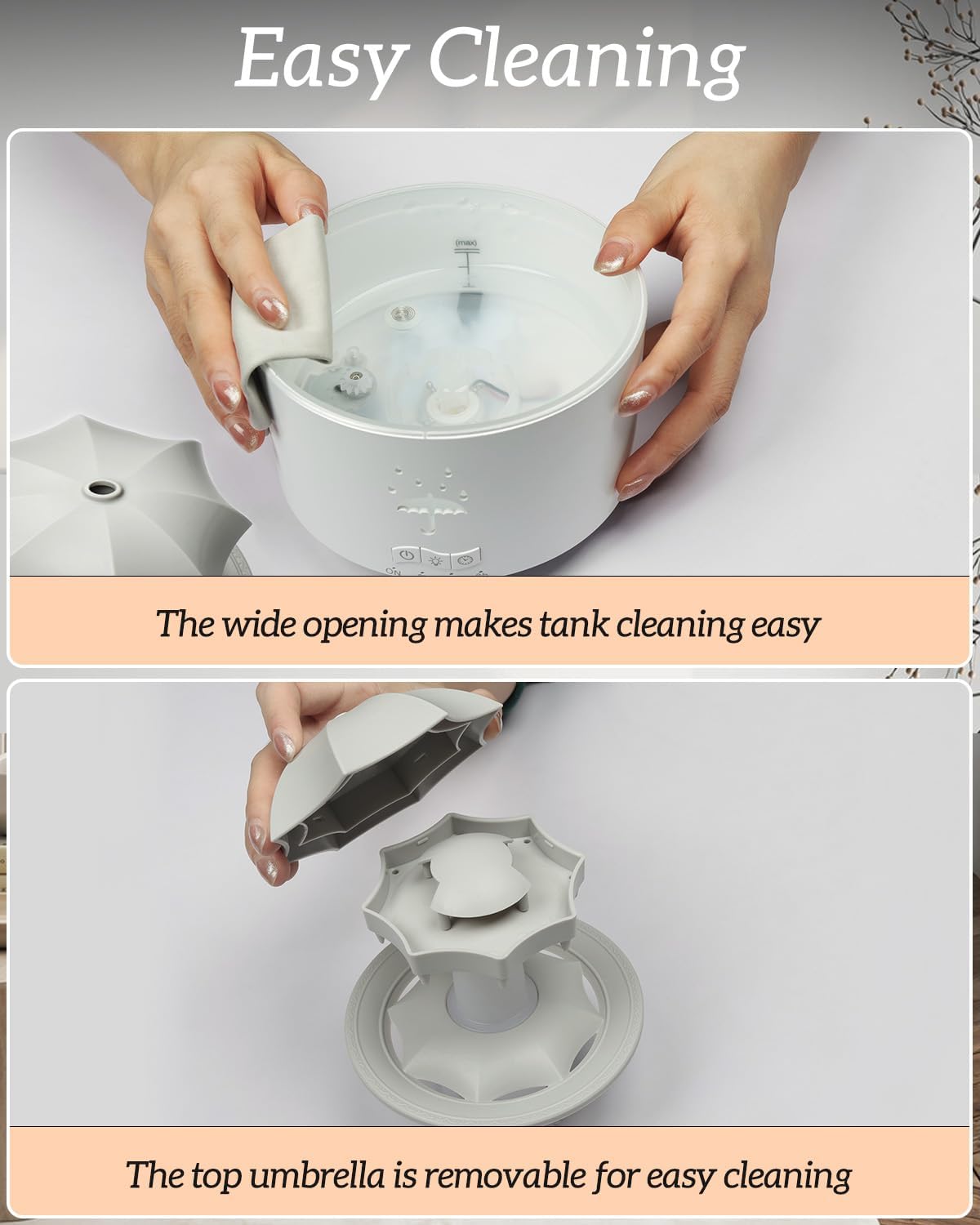 Aesthetic 2-in-1 Humidifier Oil Diffuser with 360° Rotating Raindrop & 7 LED Mood Lights,Ultrasonic Quiet Cool Mist Humidifier for up to 24 Hrs,Ideal Holiday Gifts for Home