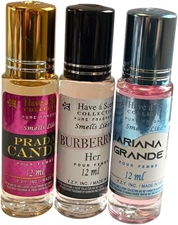 Women's Perfume Oil Assortment - 3-Pack Roll-On Scents, Long-Lasting & Convenient for On-the-Go. 3 BHER,AGRAC,PCAN