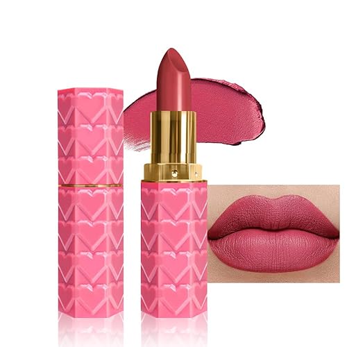 Vista 119 de evpct Juego de 1 lápiz labial líquido mate nude para mujer, peonía, flor, marrón, rosa, mate, larga duración, permanente, 24 horas, lápiz labial