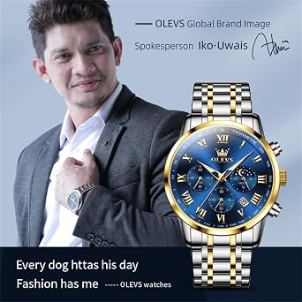 OLEVS Men's Quartz Watches Casual Waterproof Gold Stainless Steel Strap Gifts for Men