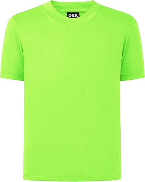 QBK 2T to Youth Neon Shirt Kids UPF 50+ Dry Fit Athletic Short Sleeve Rash Guard T Shirts for Boys Girls Sports Undershirt - 1