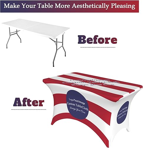 Miniatura 2 de Mantel personalizado con logotipo de negocios, funda elástica ajustable de elastano para mesas rectangulares, manteles personalizados para fiestas,