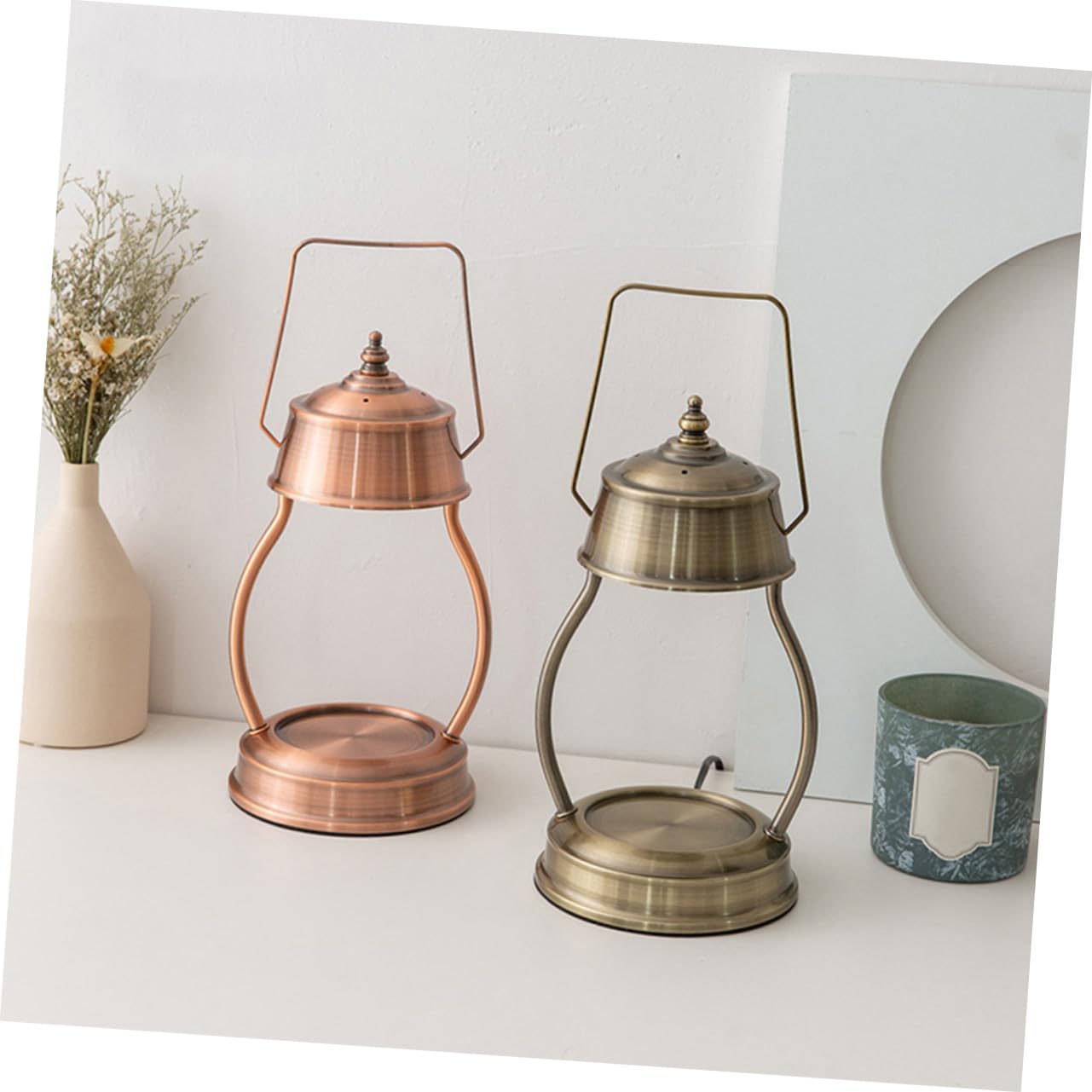 SOLUSTRE Retro Wachsschmelzlampe aus Legierung Dimmbarer Kerzenschmelzer für Schlafzimmer und Büro Flammenlose Duftlampe mit 220v für Starke und Saubere Aromen