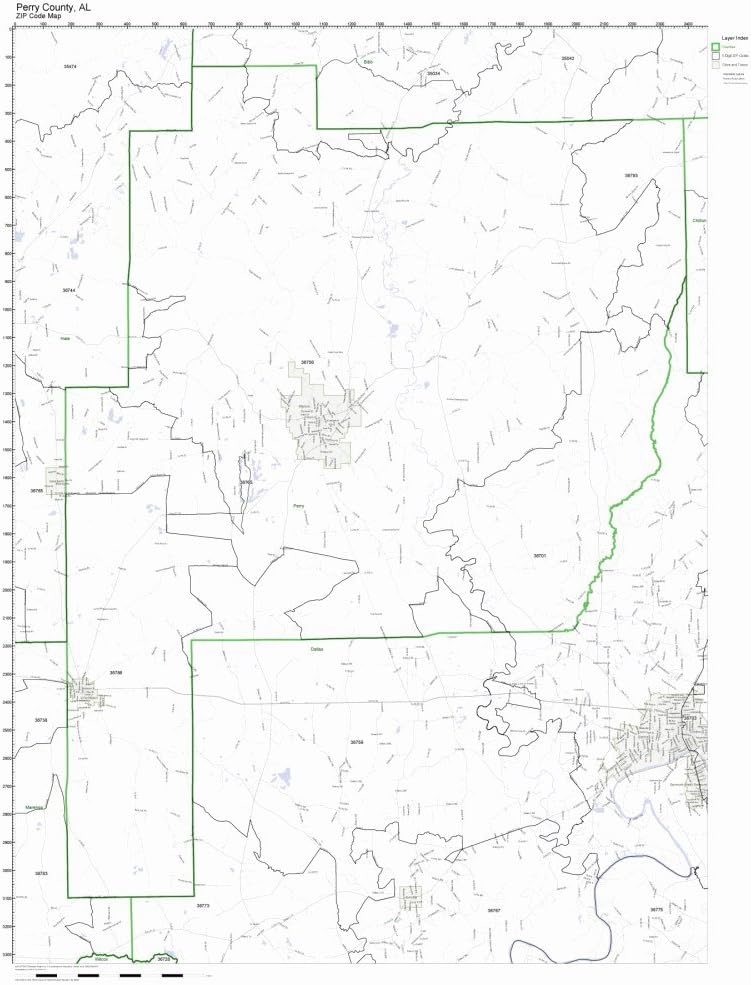 Working Maps Perry County, Alabama AL ZIP Code Map Not