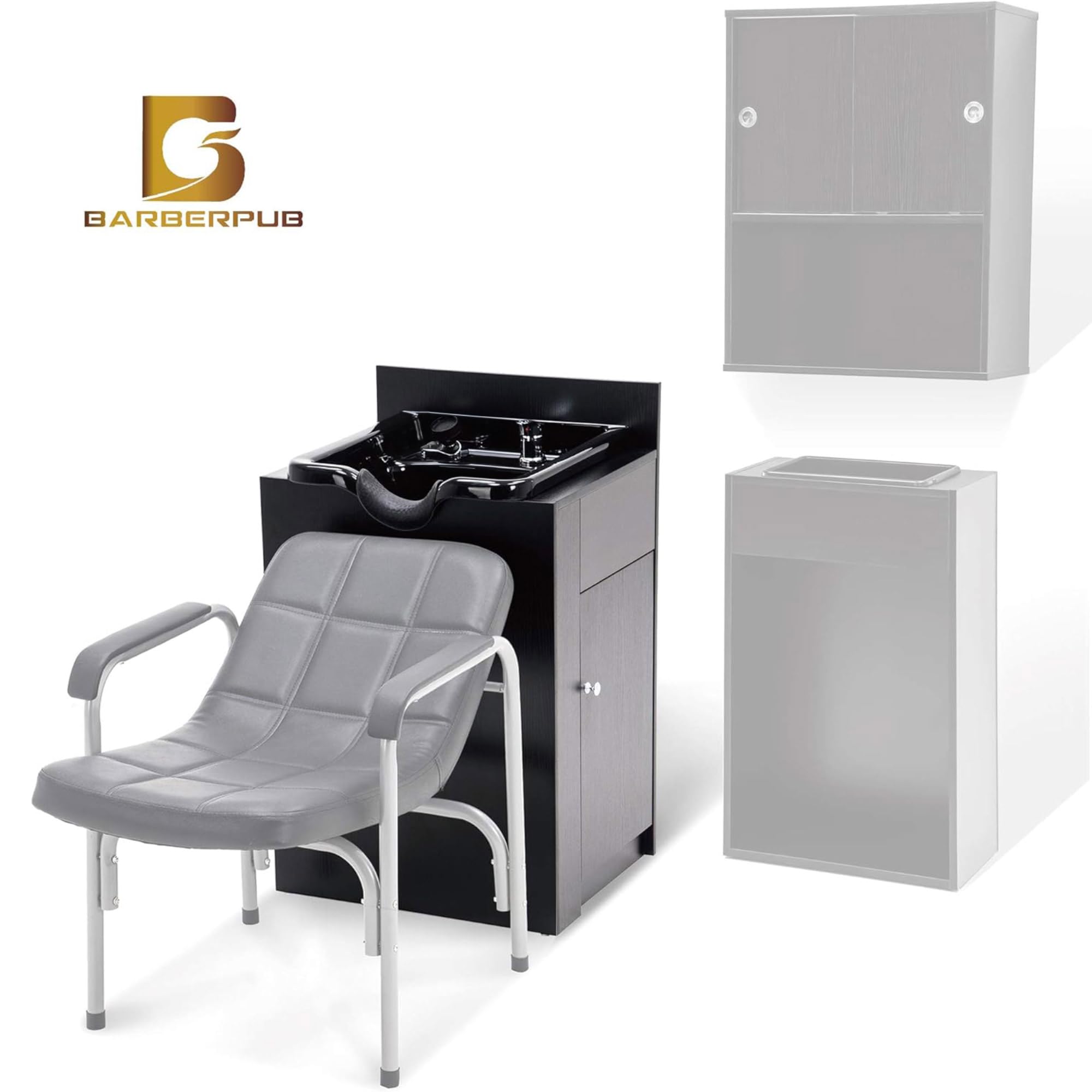 BarberPub - Lavabo profesional con lavacabezas invertido, sistema de lavado invertido sin silla, lugar de lavado para peluqueros, equipamiento de salón 7134