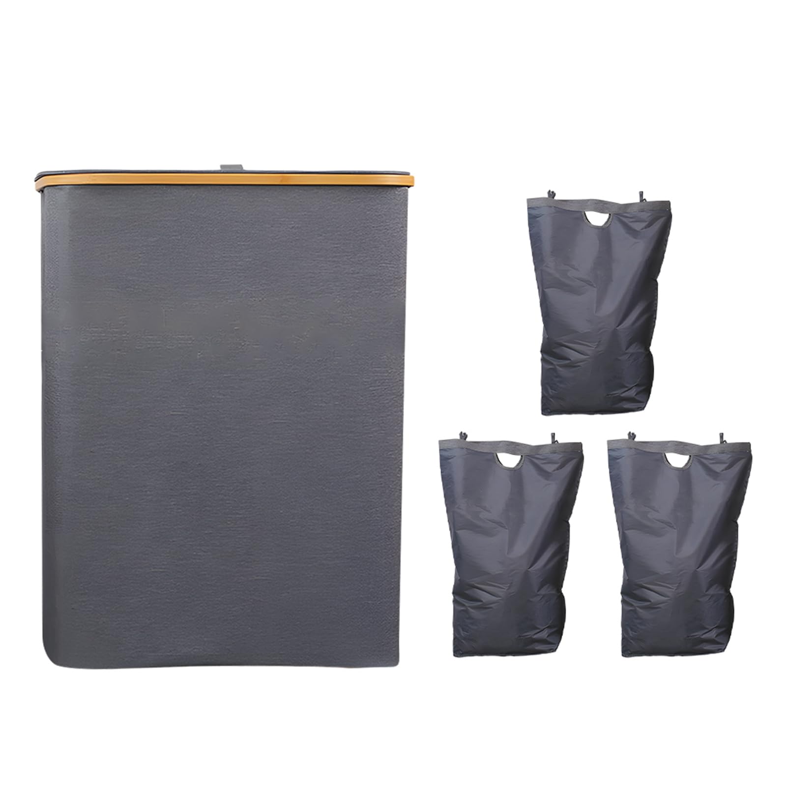Wäschekorb mit Deckel, 160L Wäschesammler Faltbare 3 Fächer Waschkorb Schmal mit Griffen und herausnehmbaren Innentaschen Wasserdicht Laundry Baskets (GREY)