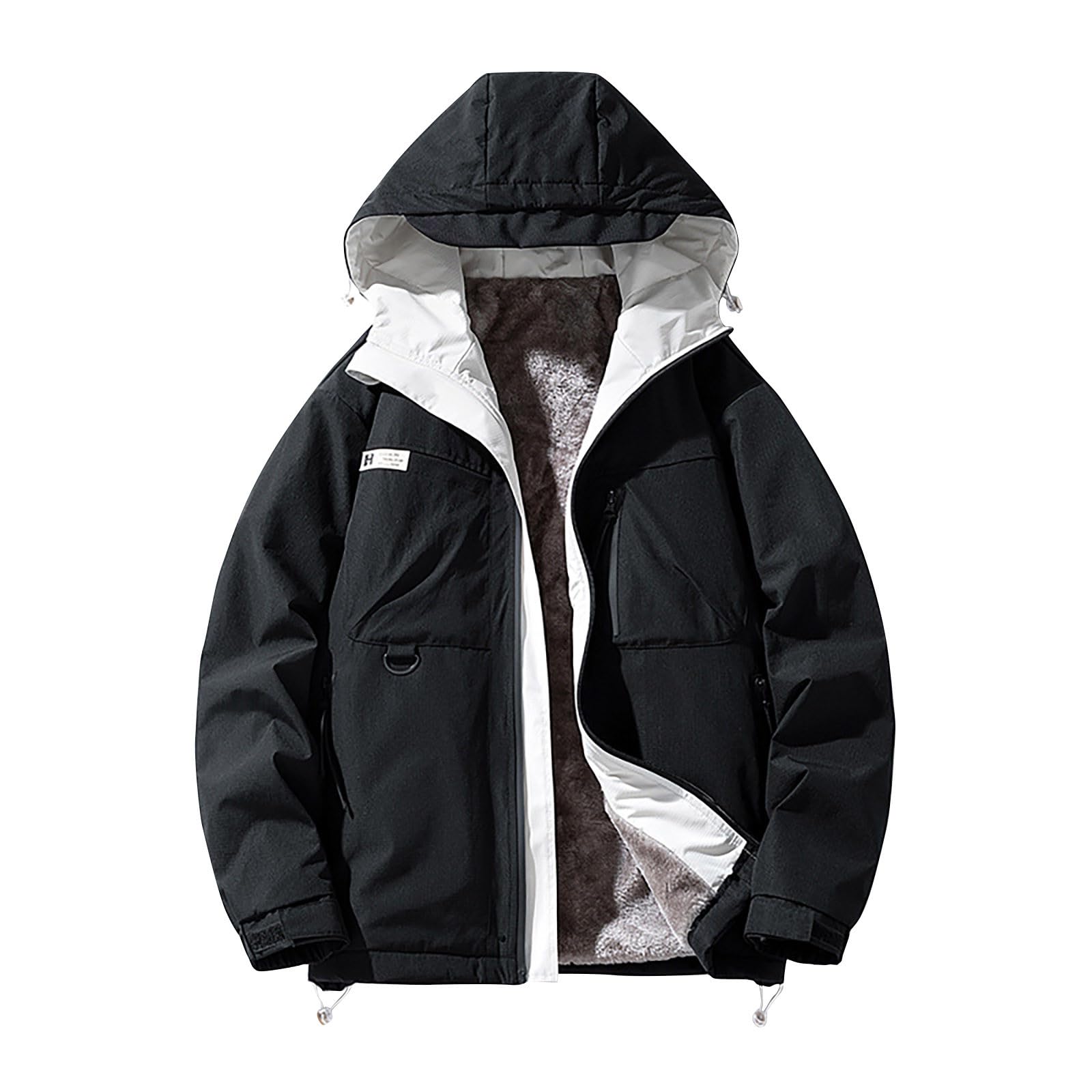 Mens Parka Winter Coats Oversized Heavyweight Hooded Jacket Puffer Full Zipper Down Hoodie 2025 Winter Outwear