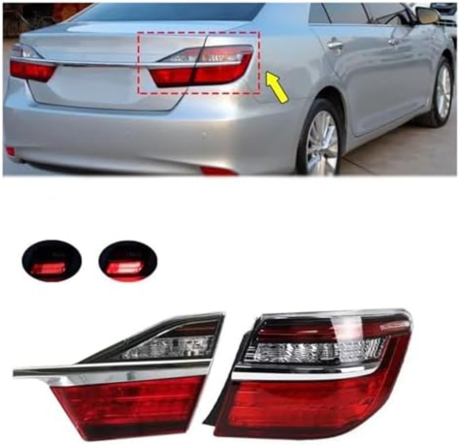 Riflettore paraurti posteriore, per Camry 2015-2017 Gruppo fanale posteriore per auto Indicatore di direzione Lampada freno Fendinebbia Interno Esterno Fanale posteriore (Outside Right)