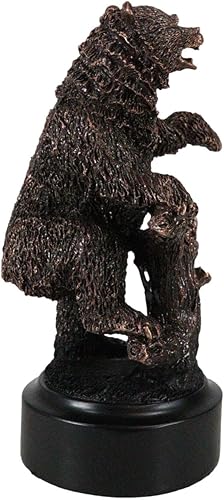 Miniatura 5 de Ebros Gift Estatua de oso grizzly rugiente feroz de pie junto al tocón de árbol con base redonda, 7.25 pulgadas de alto, figura galvanizada de