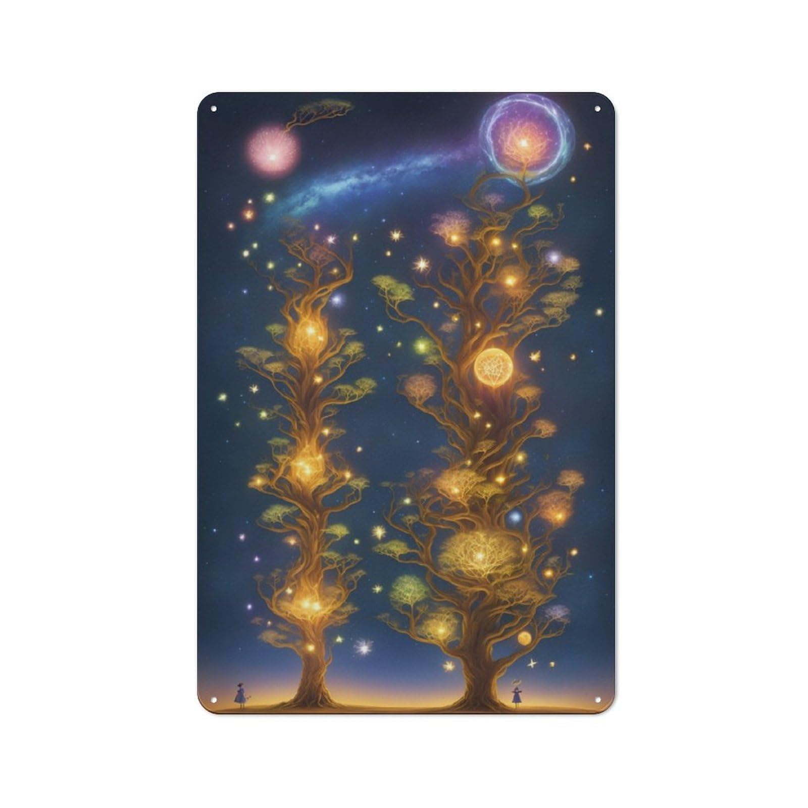 Junmoney Two Surreal Trees For Café Or Restaurant, Vintage Metal Sign 30X20cm, For Vintage Wall Decor Fans, For Cafés, Pubs And Restaurants