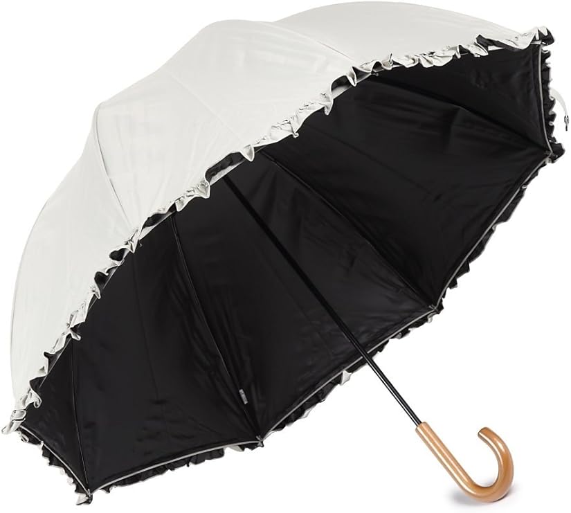 Amazon 日光を遮断 軽量mサイズ 晴雨兼用フリル付日傘 ドーム型 生地裏コーティングuvカット 紫外線遮蔽率99 Upf50 55cm アイボリー オカモト原宿店 傘 レインウェア 通販