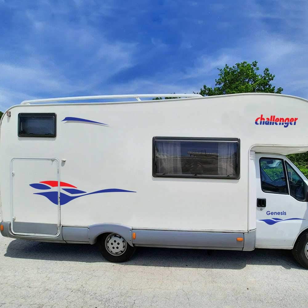 Adesivo Challenger Curve per Camper in Vinile prespaziato - Kit 9 Adesivi componibili