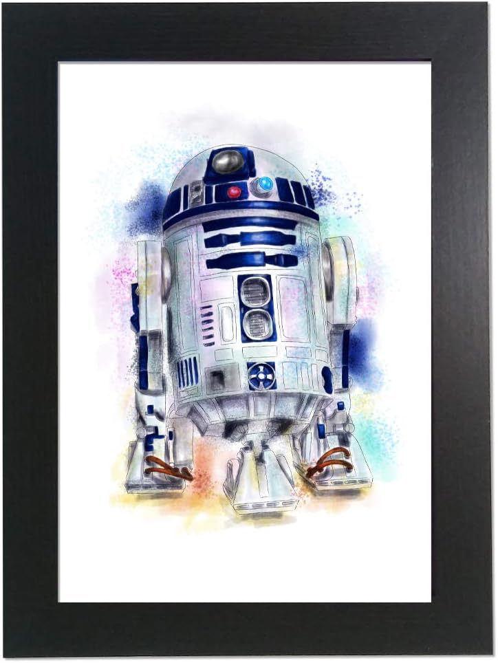 Framed Star Wars R2-D2 Print – A4 Size Wall Art - Iconic Sci-Fi Movie Artwork