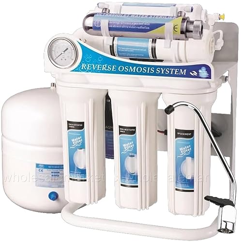 Bluonics Sistema de filtro de esterilizador de agua de ósmosis inversa ultravioleta de 100 GPD para agua potable con 6 W debajo del fregadero UV -